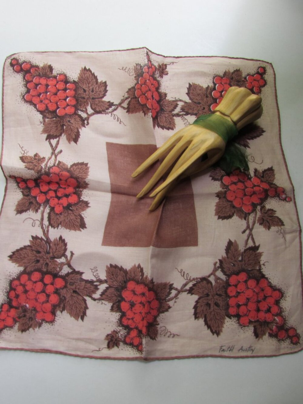 Vintage Faith Austin Handkerchief Fall Colors Brown Pepper Berry
